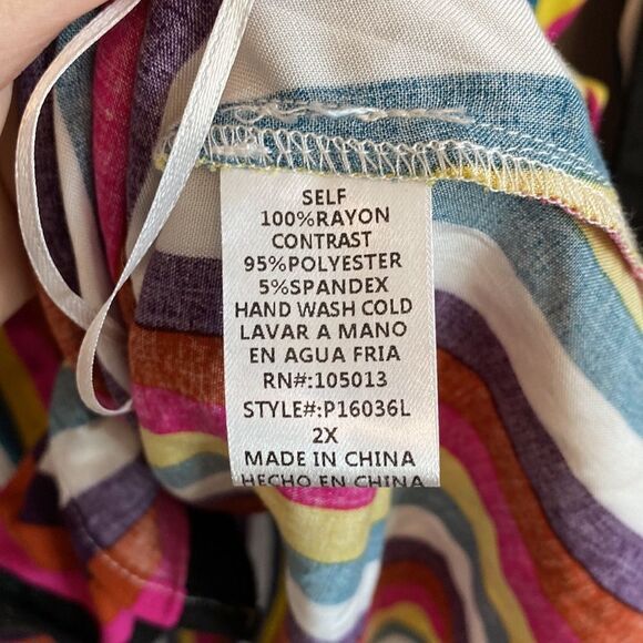 Andrew by unit- button down multicolored stripes w/ cactus embroidery- Size 2X - Picture 8 of 9